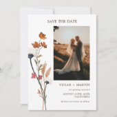 Elegante herfst wilde bloemen foto save the date (Voorkant)
