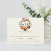 Elegante Herfst Wildflower Initiaal Bruiloft RSVP  (Staand voorkant)