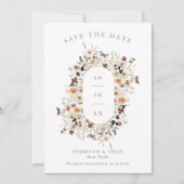Elegante Herfst Wildflower Lijst Fotobruiloft Save The Date (Voorkant)