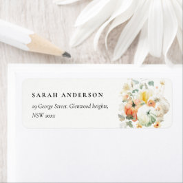 Elegante Herfst Wildflower Pompoen Waterverf Adres Etiket