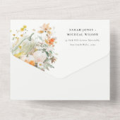Elegante Herfst Wildflower Pompoen Waterverf bruil All In One Uitnodiging (Achterkant)
