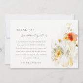 Elegante Herfst Wildflower Pompoen Waterverf bruil Bedankkaart (Voorkant)