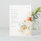 Elegante Herfst Wildflower Pompoen Waterverf bruil Kaart (Staand voorkant)