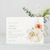 Elegante Herfst Wildflower Pompoen Waterverf bruil Kaart (Staand voorkant)