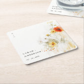 Elegante Herfst Wildflower Pompoen Waterverf bruil Kartonnen Onderzetters (Schuin)