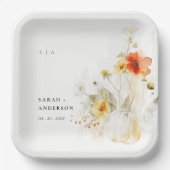 Elegante Herfst Wildflower Pompoen Waterverf bruil Papieren Bordje (Voorkant)