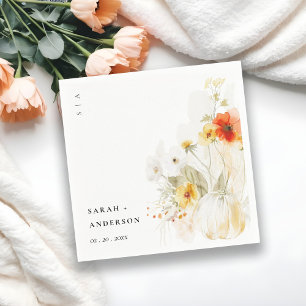 Elegante Herfst Wildflower Pompoen Waterverf bruil Servet