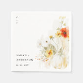 Elegante Herfst Wildflower Pompoen Waterverf bruil Servet (Voorkant)