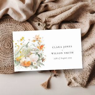 Elegante Herfst Wildflower Pumpkin Wedding Website Informatiekaartje