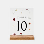 Elegante Herfst Wildflower Trouwtafel nummer #10 Acryl Bord (Voorkant)