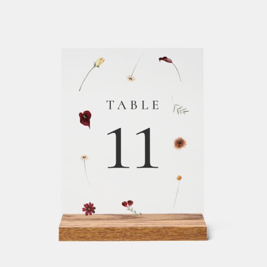 Elegante Herfst Wildflower Trouwtafel nummer #10 Acryl Bord (Voorkant)