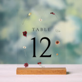 Elegante Herfst Wildflower Trouwtafel nummer #12 Acryl Bord (Neutraal)