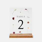 Elegante Herfst Wildflower Trouwtafel nummer #2 Acryl Bord (Voorkant)