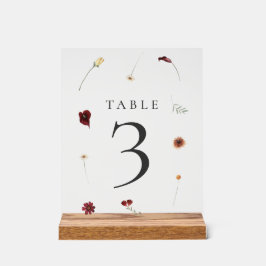 Elegante Herfst Wildflower Trouwtafel nummer #3 Acryl Bord