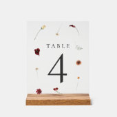 Elegante Herfst Wildflower Trouwtafel Nummer #4 Acryl Bord (Voorkant)