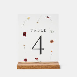 Elegante Herfst Wildflower Trouwtafel Nummer #4 Acryl Bord
