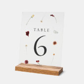 Elegante Herfst Wildflower Trouwtafel Nummer #6 Acryl Bord (Hoek)