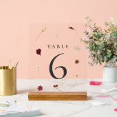 Elegante Herfst Wildflower Trouwtafel Nummer #6 Acryl Bord (Huwelijk)