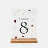 Elegante Herfst Wildflower Trouwtafel nummer #8 Acryl Bord (Voorkant)