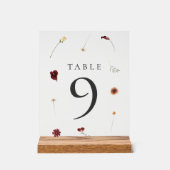Elegante Herfst Wildflower Trouwtafel nummer #9 Acryl Bord (Voorkant)