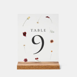 Elegante Herfst Wildflower Trouwtafel nummer #9 Acryl Bord