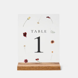 Elegante Herfst Wildflower Trouwtafel Nummer Acryl Bord