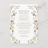 Elegante Herfst Wildflower Wedding Details Kaarten (Voorkant)