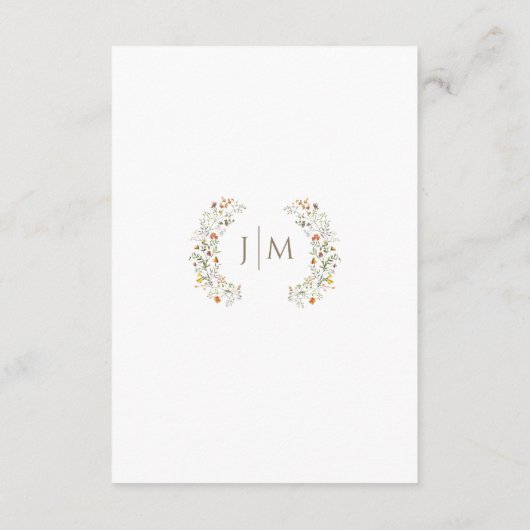 Elegante Herfst Wildflower Wedding Details Kaarten (Achterkant)