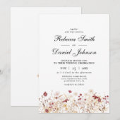 Elegante herfst Wildflowers Bloemenbruiloft Kaart (Voorkant / Achterkant)