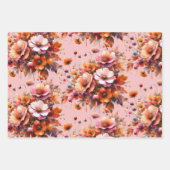 Elegante Herfst Wildflowers Bruin Boeket Boho Inpakpapier Vel (Voorkant 2)