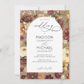 Elegante Herfst Wildflowers Floral QR Code Wedding Kaart (Voorkant)