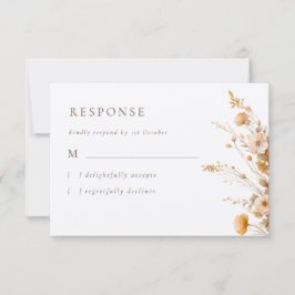 Elegante Herfst Wildflowers Kraft Wedding RSVP Kaartje