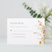 Elegante Herfst Wildflowers Kraft Wedding RSVP Kaartje (Staand voorkant)