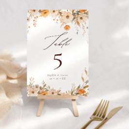 Elegante Herfst Wildflowers Oranje & Bruine bruilo Kaart