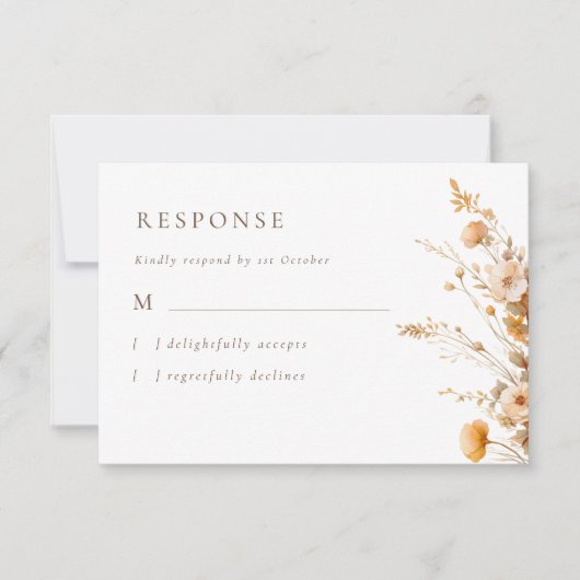 Elegante Herfst Wildflowers Wedding RSVP Kaartje (Voorkant)