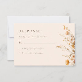 Elegante Herfst Wildflowers Wedding RSVP Kaartje