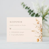Elegante Herfst Wildflowers Wedding RSVP Kaartje (Staand voorkant)