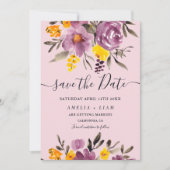 Elegante herfst winter paarse bloemen sparen de da save the date (Voorkant)