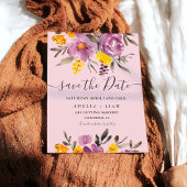 Elegante herfst winter paarse bloemen sparen de da save the date