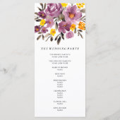 Elegante herfst winter paarse bloemenbruiloft prog programmakaart (Achterkant)