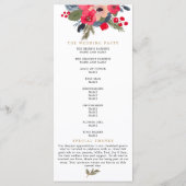 Elegante herfst winter paarse bloemenbruiloft prog programmakaart (Achterkant)