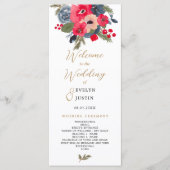 Elegante herfst winter paarse bloemenbruiloft prog programmakaart (Voorkant)