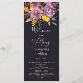 Elegante herfst winter paarse bloemenbruiloft prog programmakaart (Voorkant)