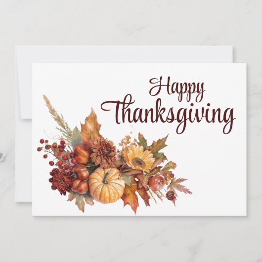 Elegante herfst wit gelukkig Thanksgiving Feestdagenkaart (Voorkant)