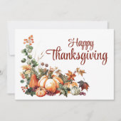 Elegante herfst wit gelukkig Thanksgiving Feestdagenkaart (Voorkant)