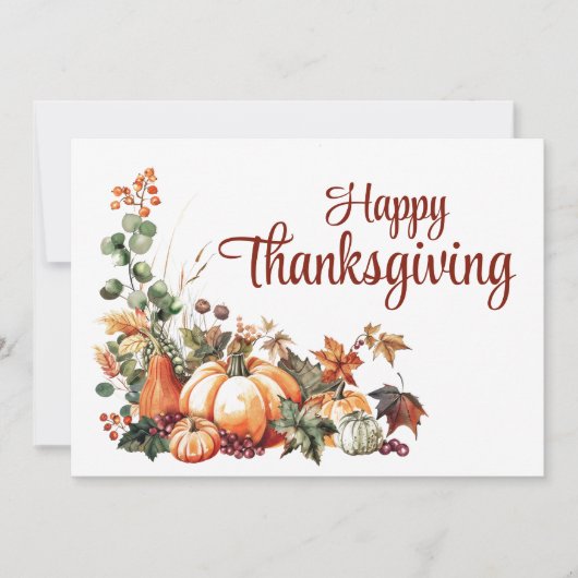 Elegante herfst wit gelukkig Thanksgiving Feestdagenkaart (Voorkant)