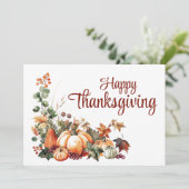 Elegante herfst wit gelukkig Thanksgiving Feestdagenkaart (Staand voorkant)