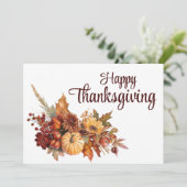 Elegante Herfst Wit Prettig Thanksgivingdag Feestdagenkaart (Staand voorkant)