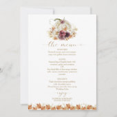 Elegante Herfst Witte Pompoen Trouwmenu Kaart (Voorkant)