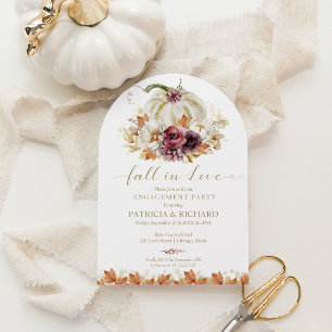 Elegante Herfst Witte Pompoen Verlovingsfeest Kaart